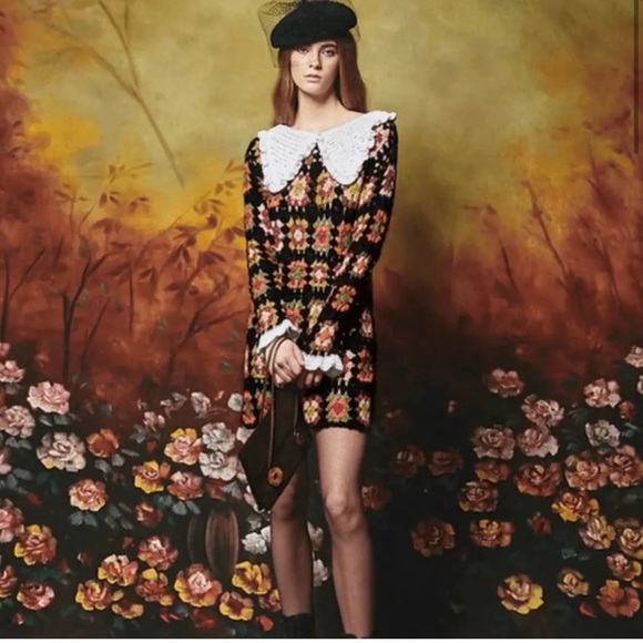 Celiab Dresses | Celia B Vintage Style Crochet Dress Size Large | Color: Black/Orange | Size: L | Eskav's Closet